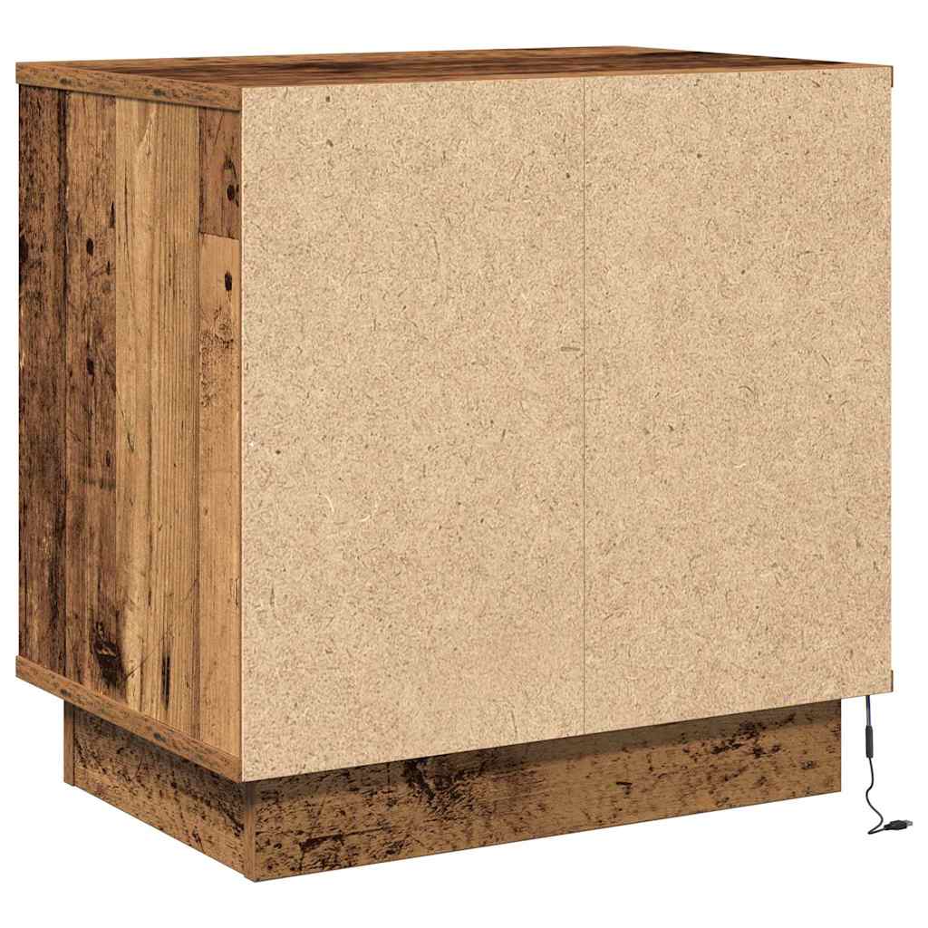 Natskab med LED Gammelt træ 50 x 34,5 x 50 cm. Konstrueret træ