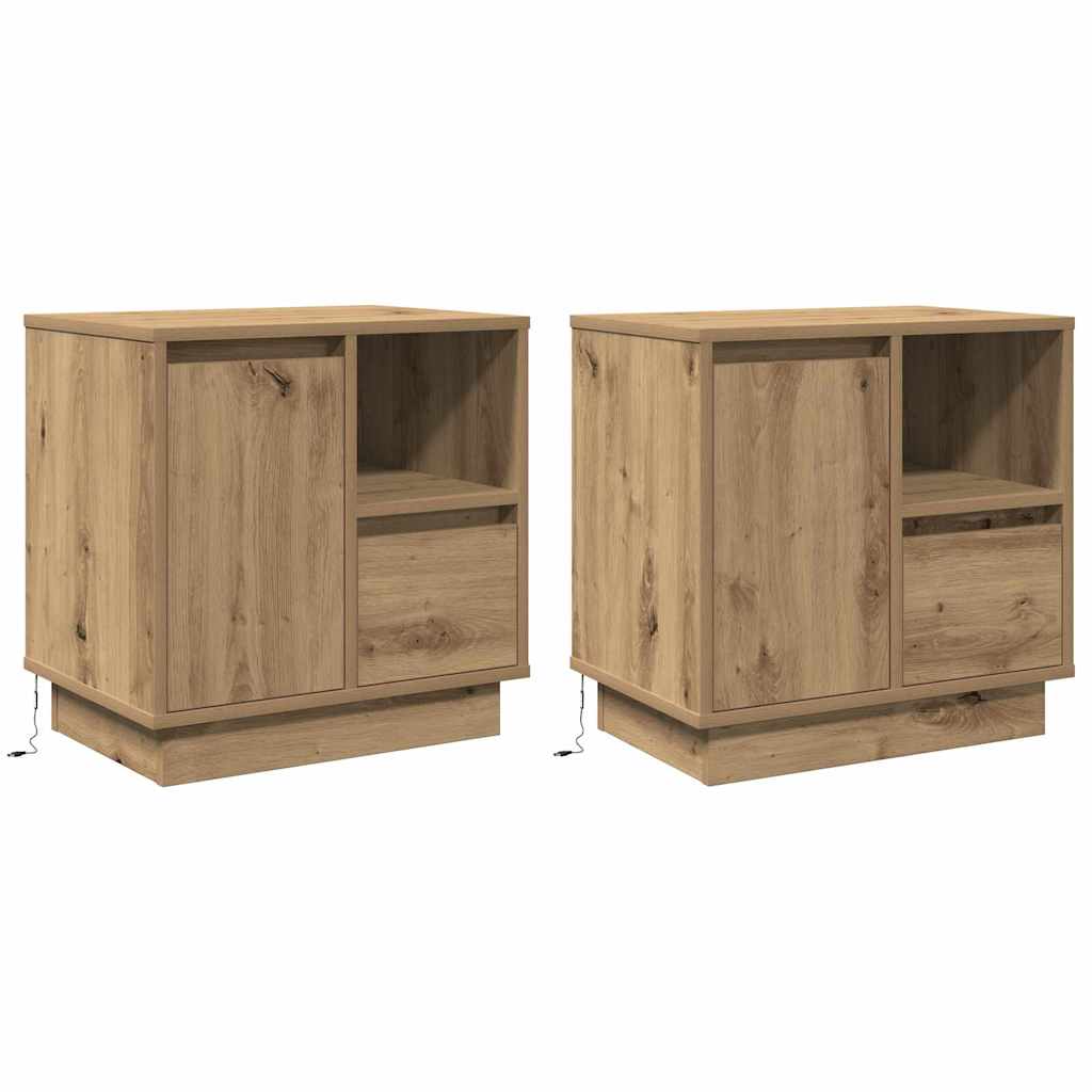 Natskab 2 pcs Artisan Egetræ 50 x 34,5 x 50 cm. Konstrueret træ