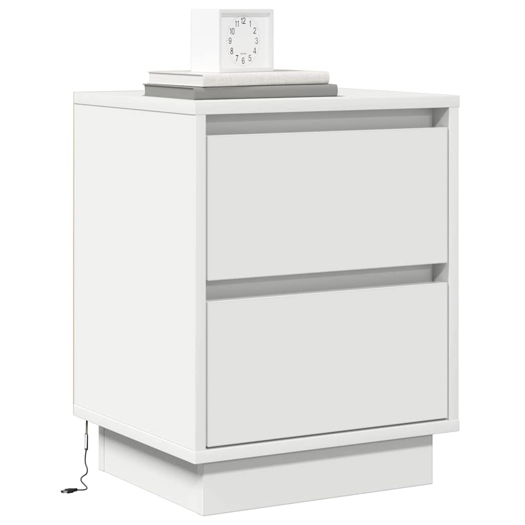Natskab med skuffe 2 pcs Hvid 39 x 34,5 x 50 cm Konstrueret træ