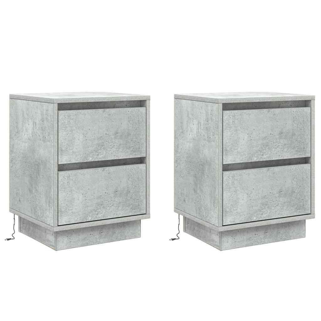 Natskab 2 pcs Beton Grå 39 x 34,5 x 50 cm Konstrueret træ