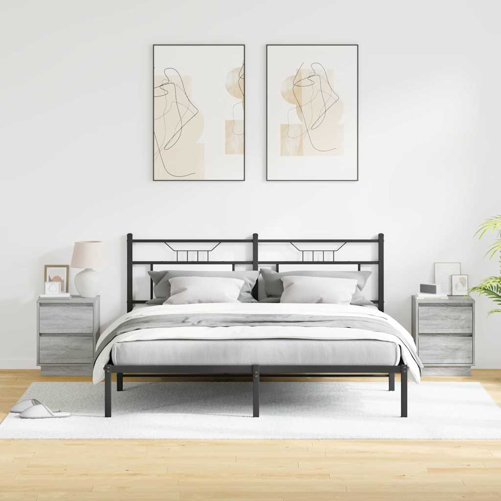 Natskab med skuffe 2 pcs Grå 39 x 34,5 x 50 cm Konstrueret træ