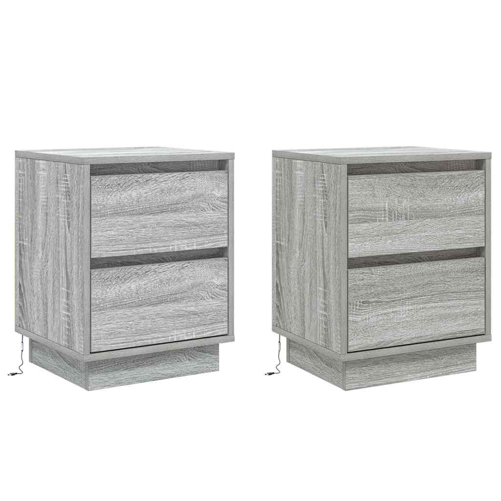 Natskab med skuffe 2 pcs Grå 39 x 34,5 x 50 cm Konstrueret træ