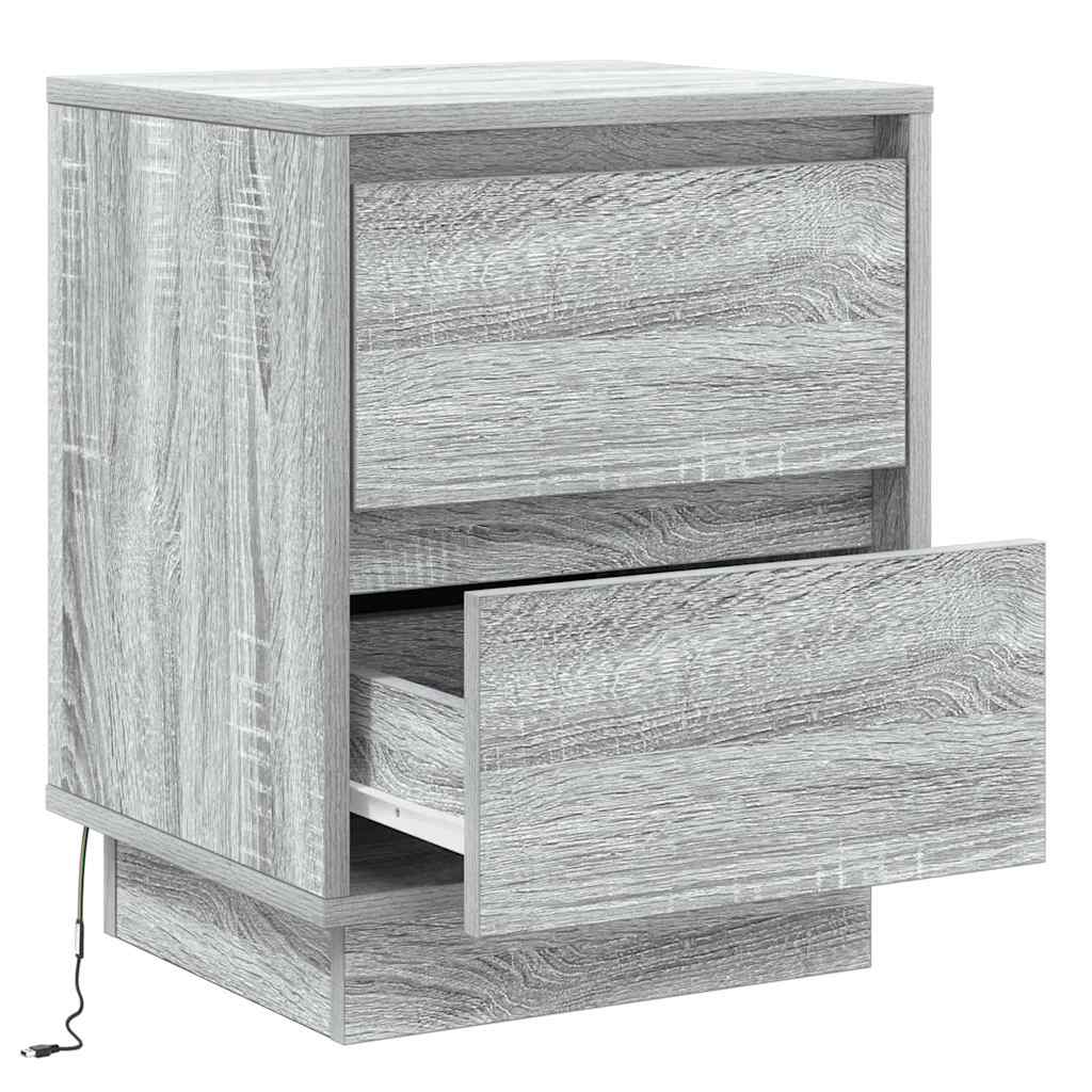 Natskab med skuffe 2 pcs Grå 39 x 34,5 x 50 cm Konstrueret træ
