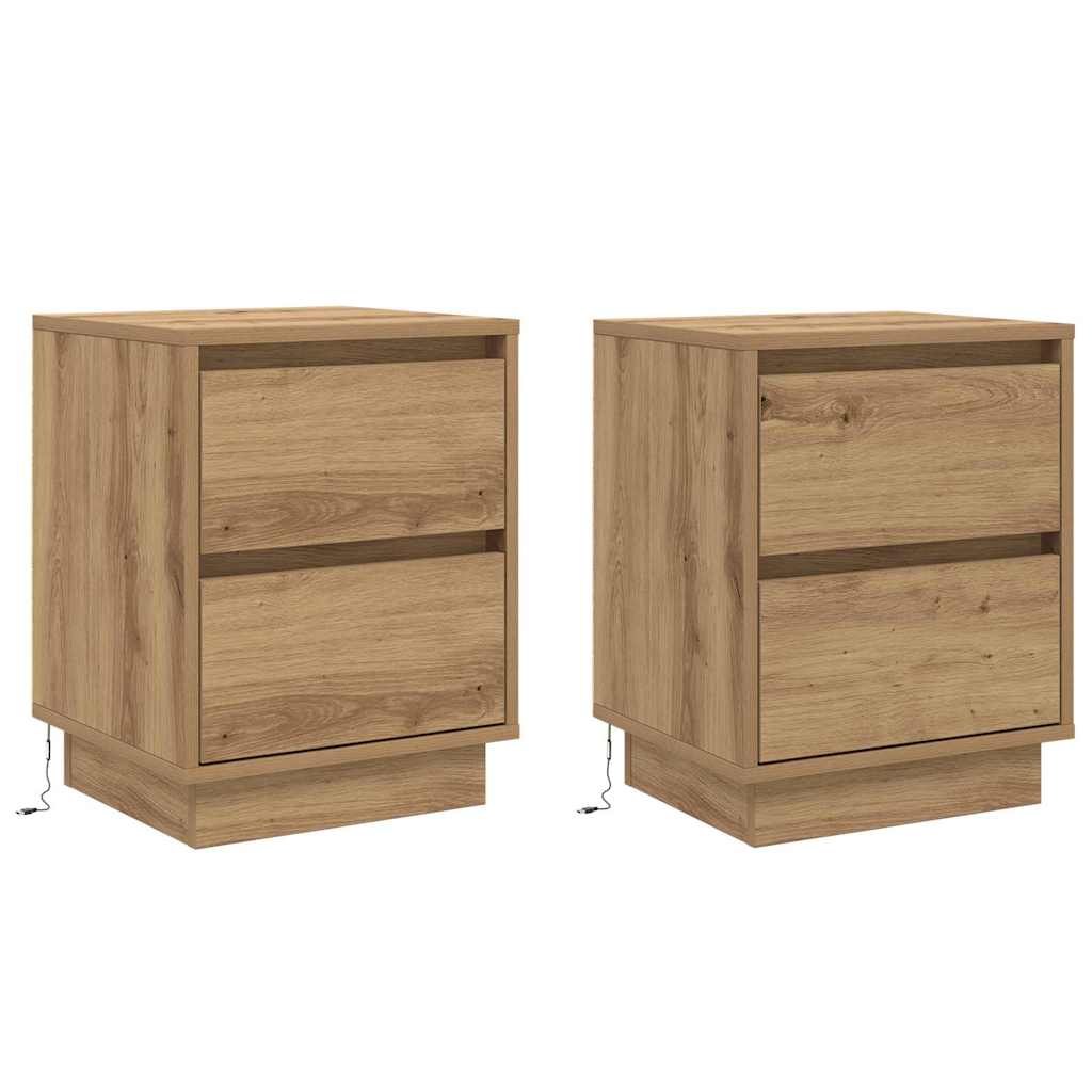 Natskab 2 pcs Artisan Egetræ 39 x 34,5 x 50 cm Konstrueret træ