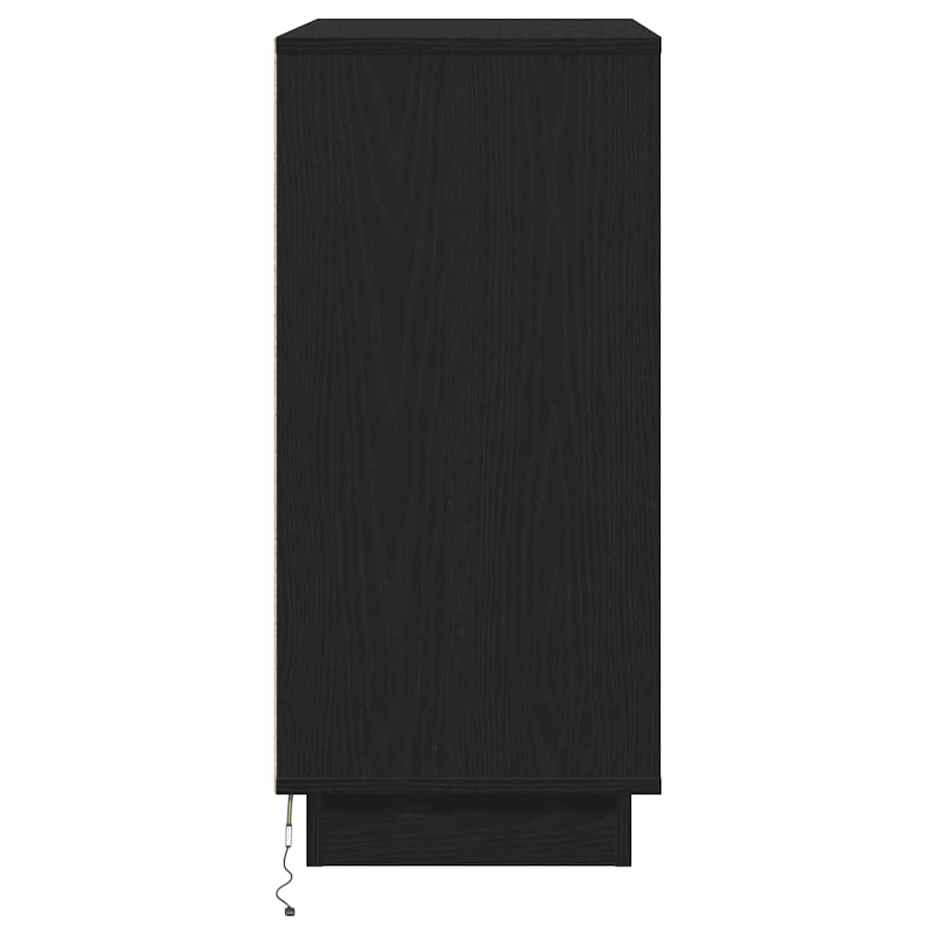 Natskab med skuffe Sort eg 71 x 34,5 x 75 cm Konstrueret træ