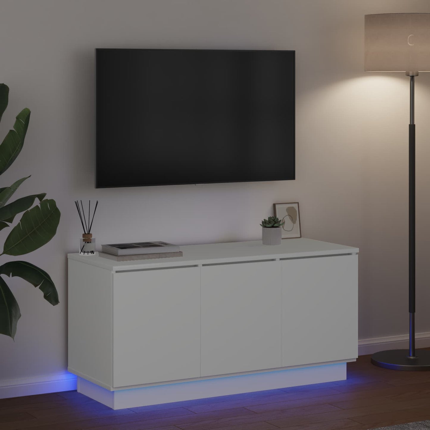 TV-skab Hvid 100 x 38 x 49 cm Konstrueret træ