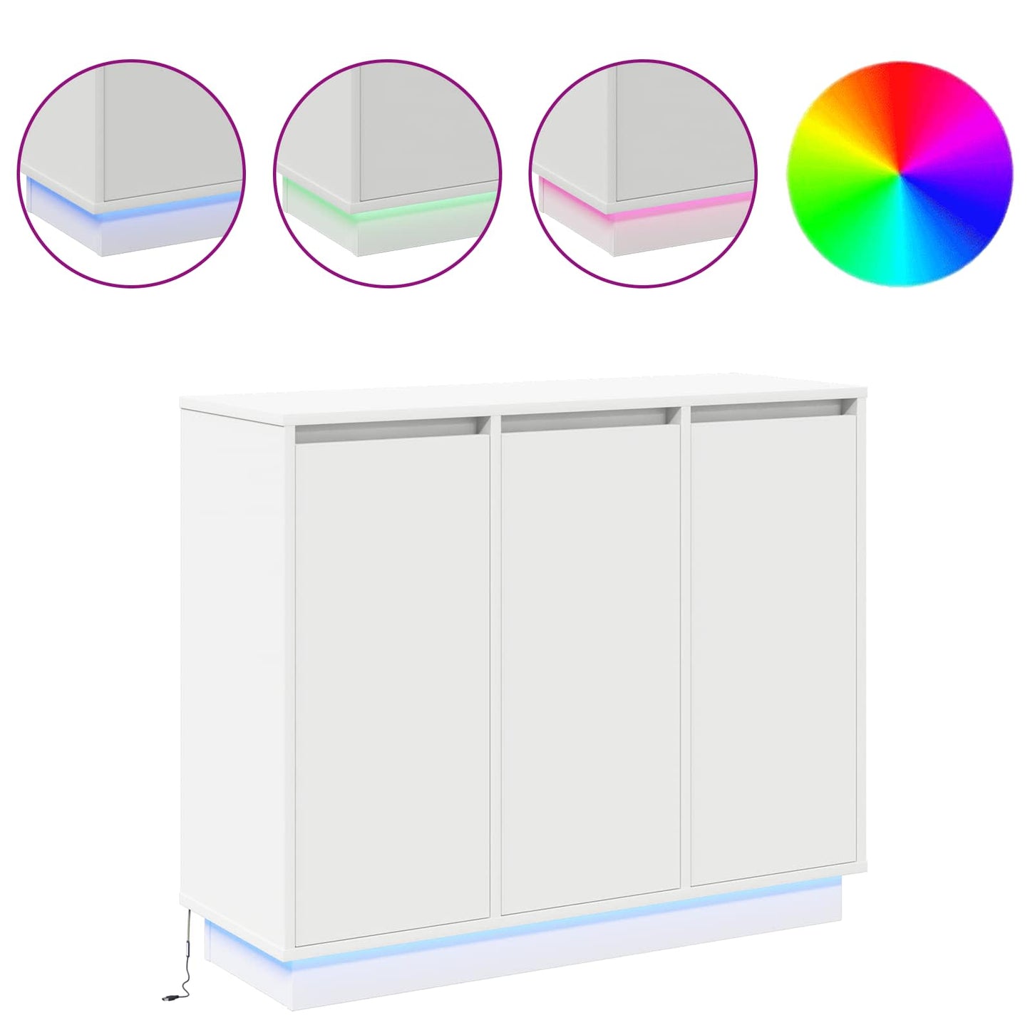 LED Sideboard Hvid 90 x 32 x 75 cm Konstrueret træ