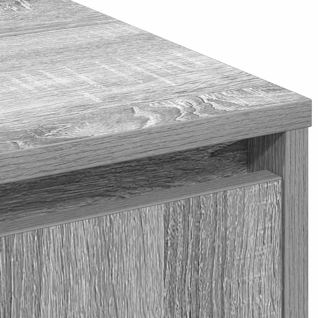 LED Sideboard Grå Sonoma 90 x 32 x 75 cm Konstrueret træ