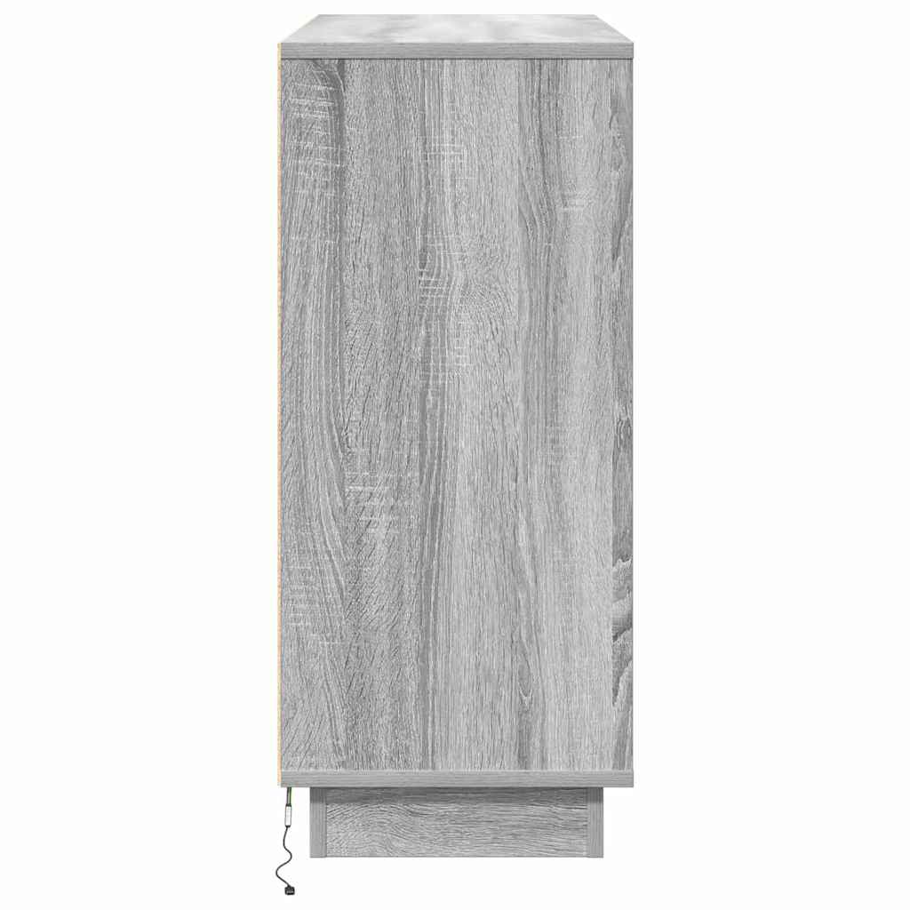 LED Sideboard Grå Sonoma 90 x 32 x 75 cm Konstrueret træ