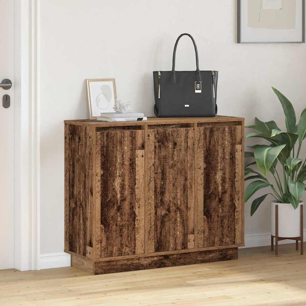 LED Sideboard Gammelt træ 90 x 32 x 75 cm Konstrueret træ