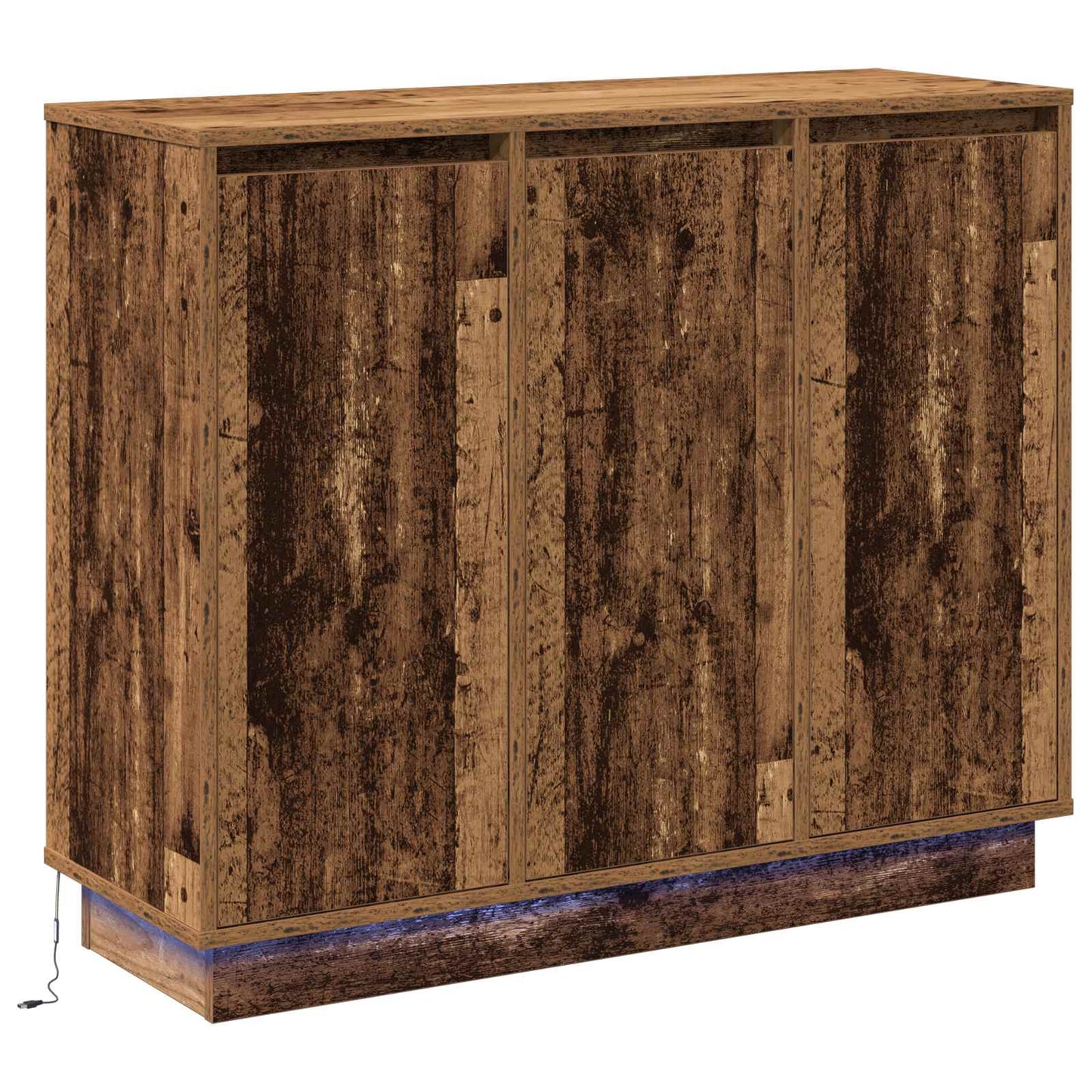 LED Sideboard Gammelt træ 90 x 32 x 75 cm Konstrueret træ
