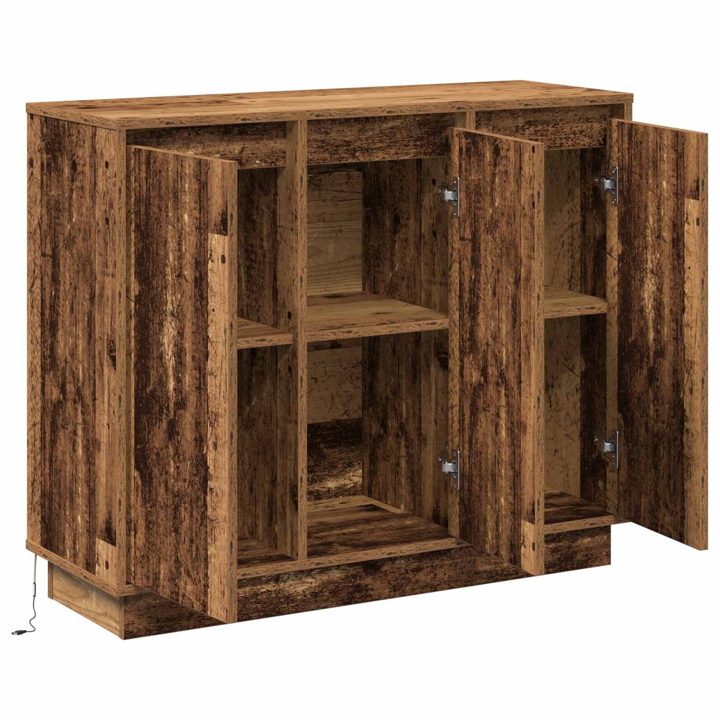 LED Sideboard Gammelt træ 90 x 32 x 75 cm Konstrueret træ