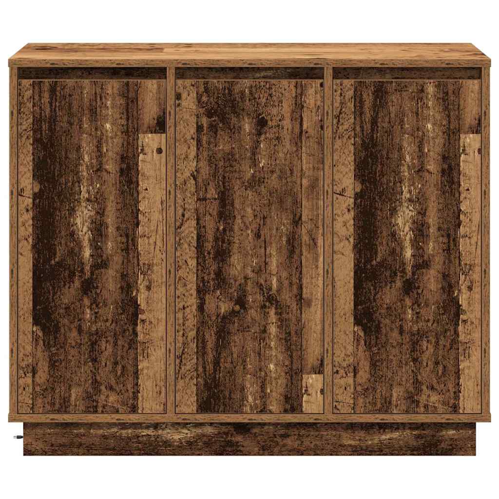 LED Sideboard Gammelt træ 90 x 32 x 75 cm Konstrueret træ