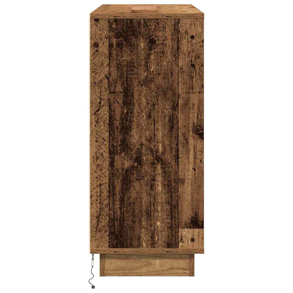 LED Sideboard Gammelt træ 90 x 32 x 75 cm Konstrueret træ