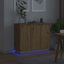 LED Sideboard Artisan Egetræ 90 x 32 x 75 cm Konstrueret træ