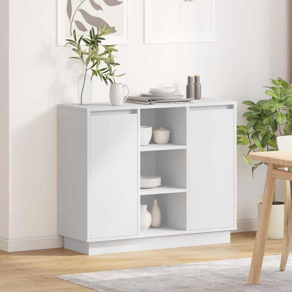 LED Sideboard Hvid 90 x 32 x 75 cm Konstrueret træ