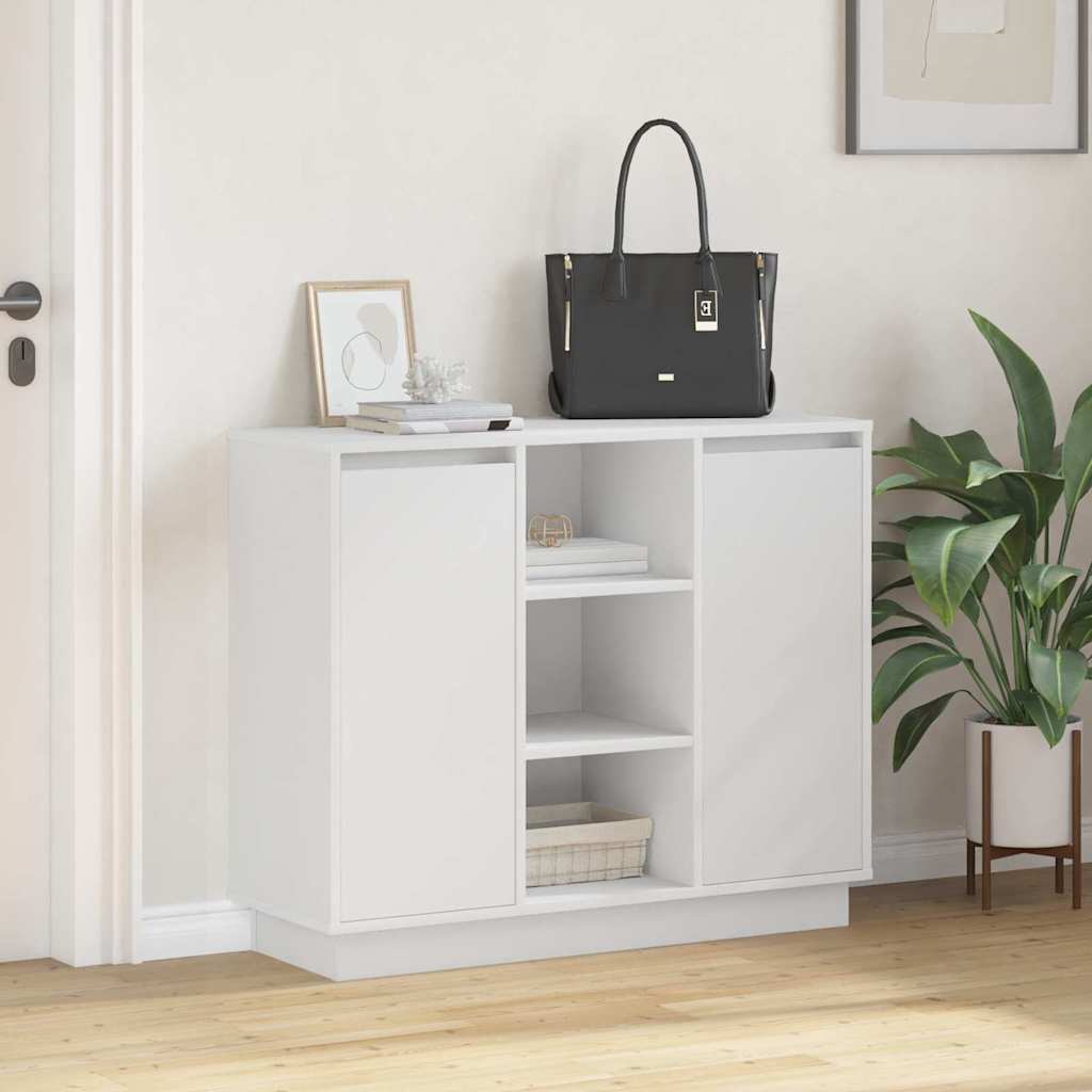 LED Sideboard Hvid 90 x 32 x 75 cm Konstrueret træ