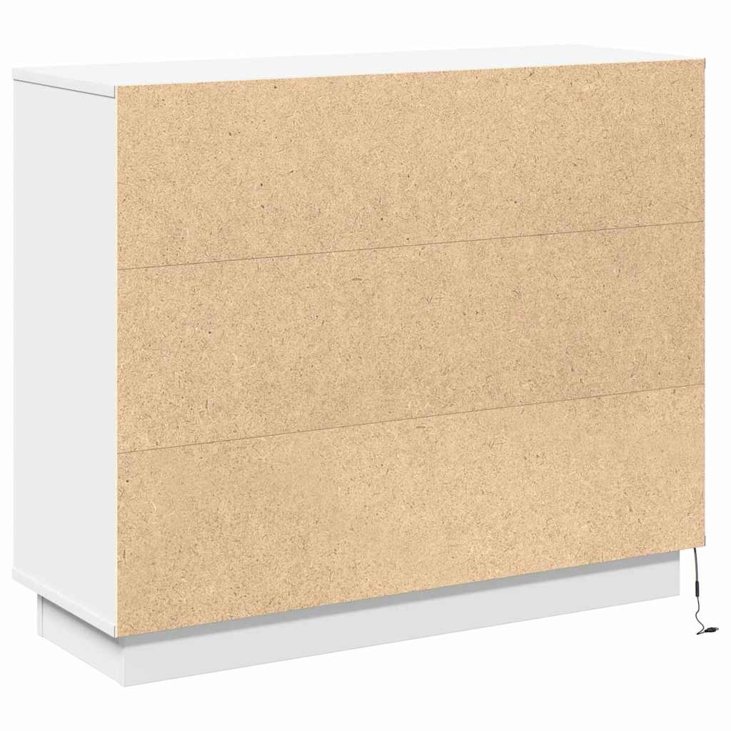 LED Sideboard Hvid 90 x 32 x 75 cm Konstrueret træ