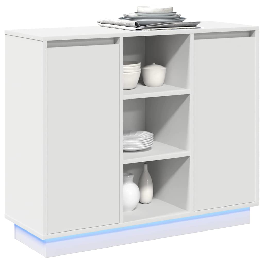 LED Sideboard Hvid 90 x 32 x 75 cm Konstrueret træ
