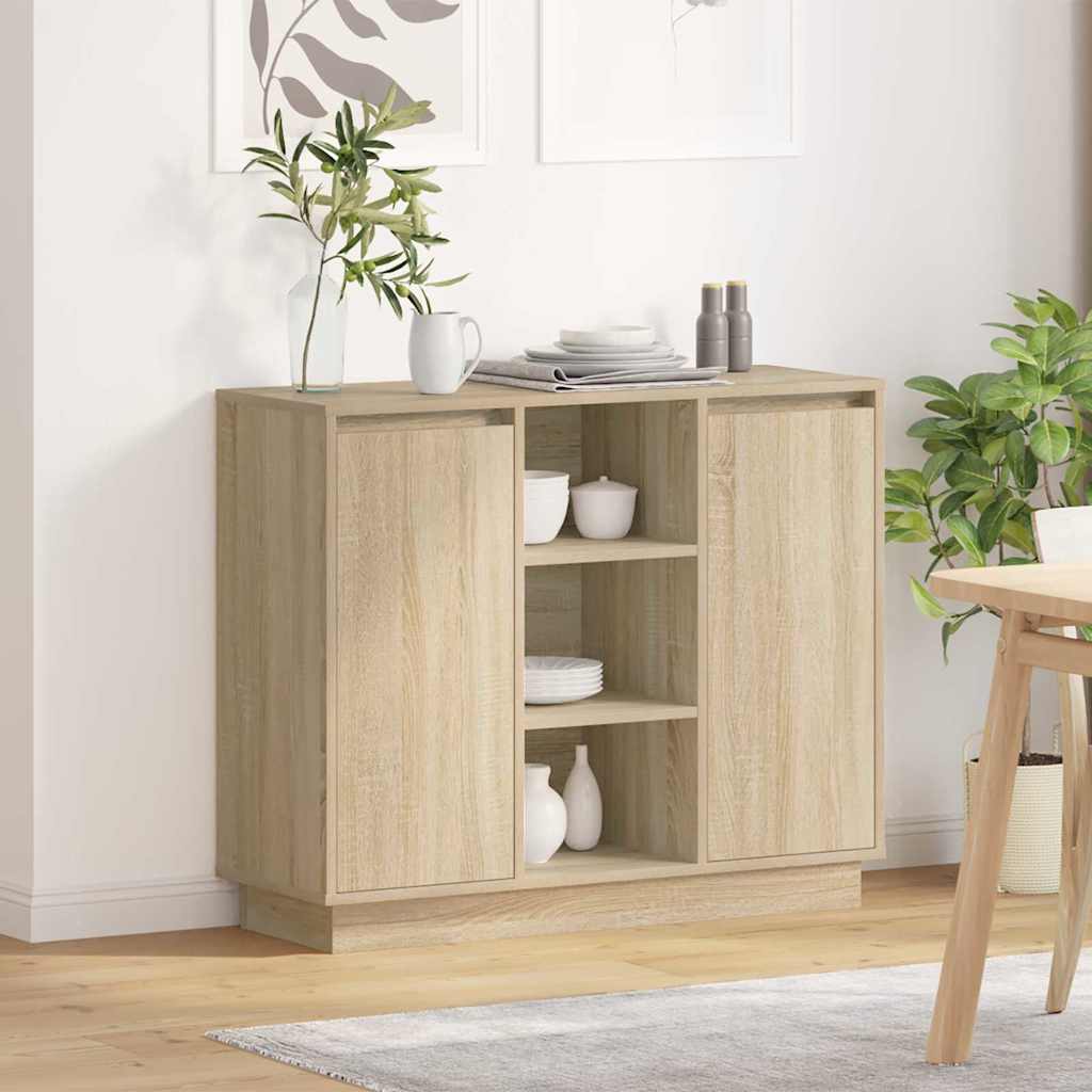 LED Sideboard Sonoma eg 90 x 32 x 75 cm Konstrueret træ