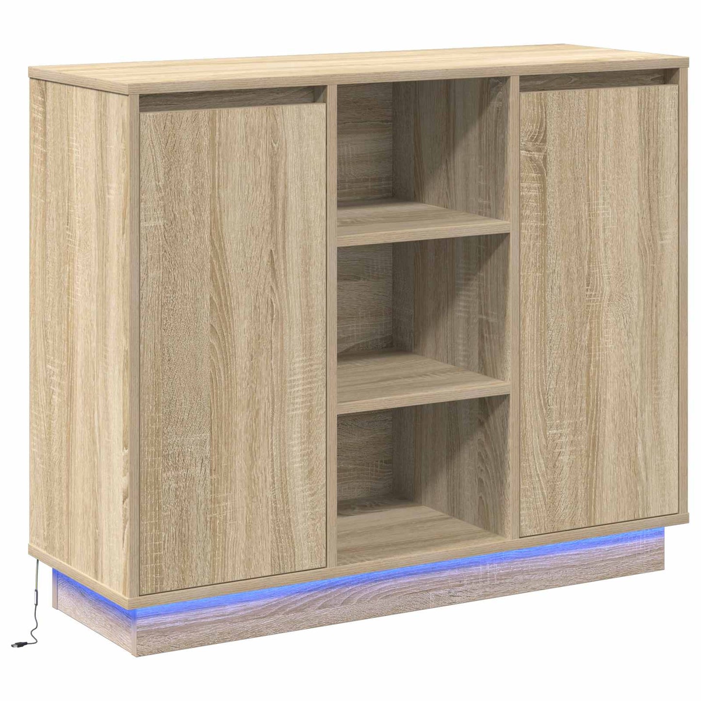 LED Sideboard Sonoma eg 90 x 32 x 75 cm Konstrueret træ