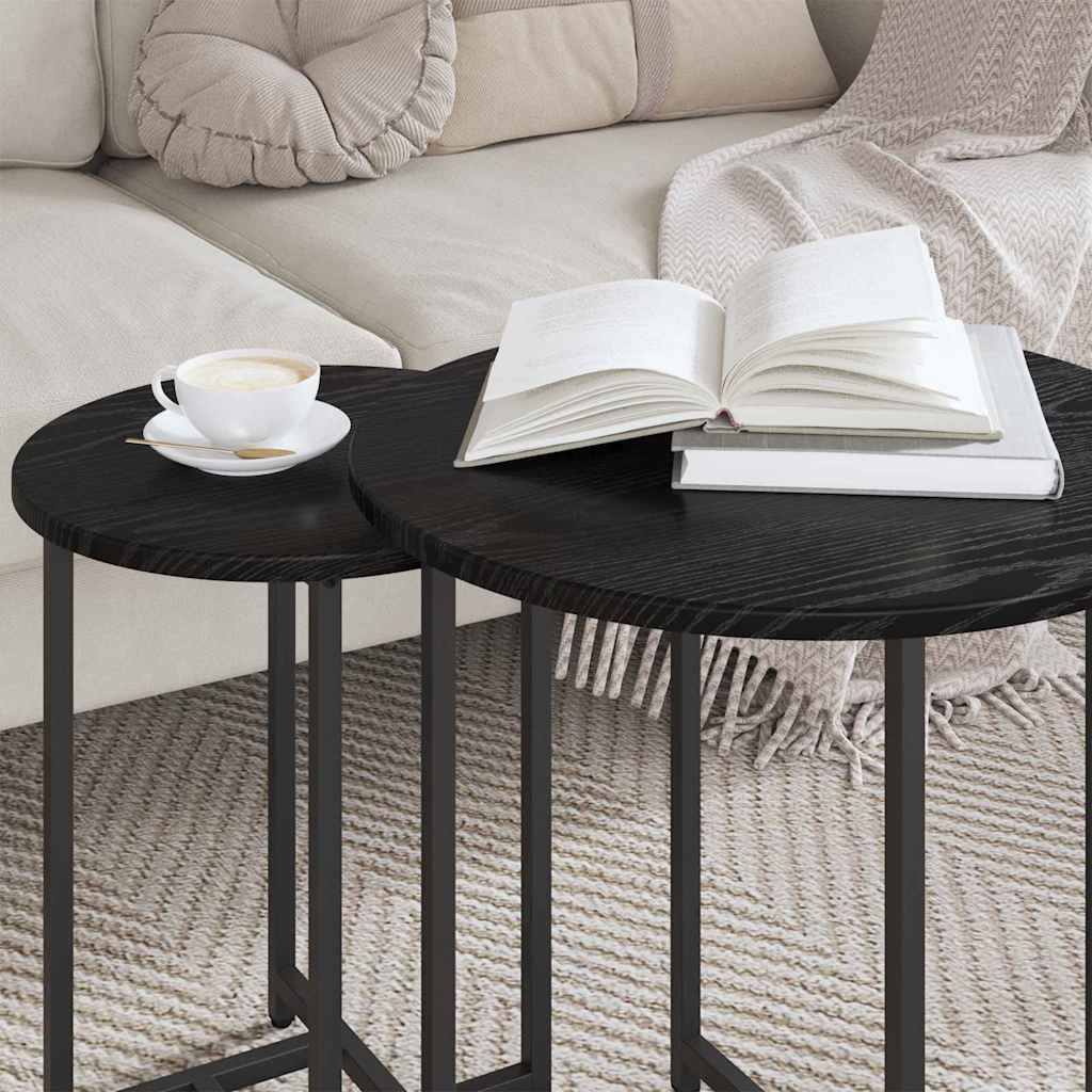 Sidebordssæt 2 pcs Sort eg