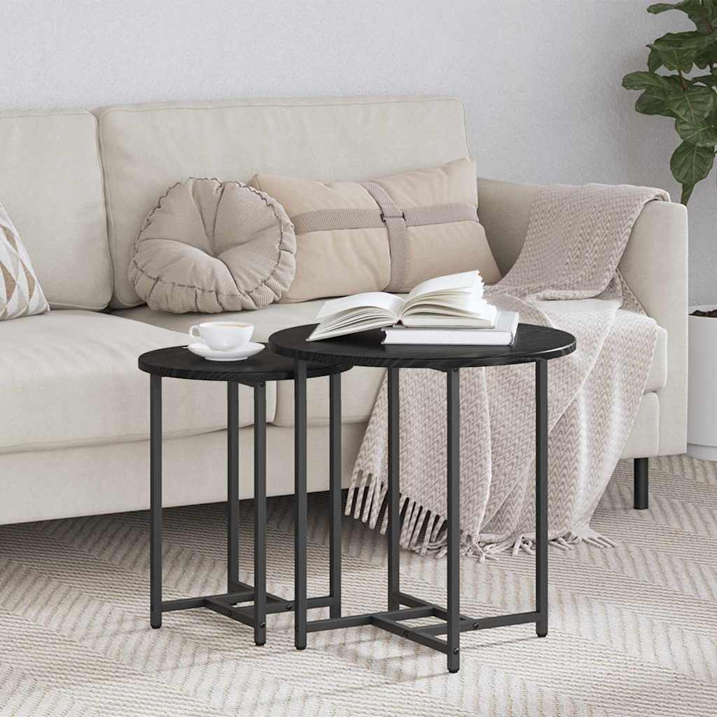 Sidebordssæt 2 pcs Sort eg