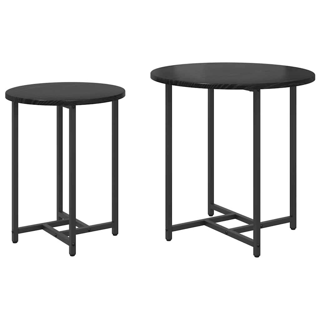 Sidebordssæt 2 pcs Sort eg