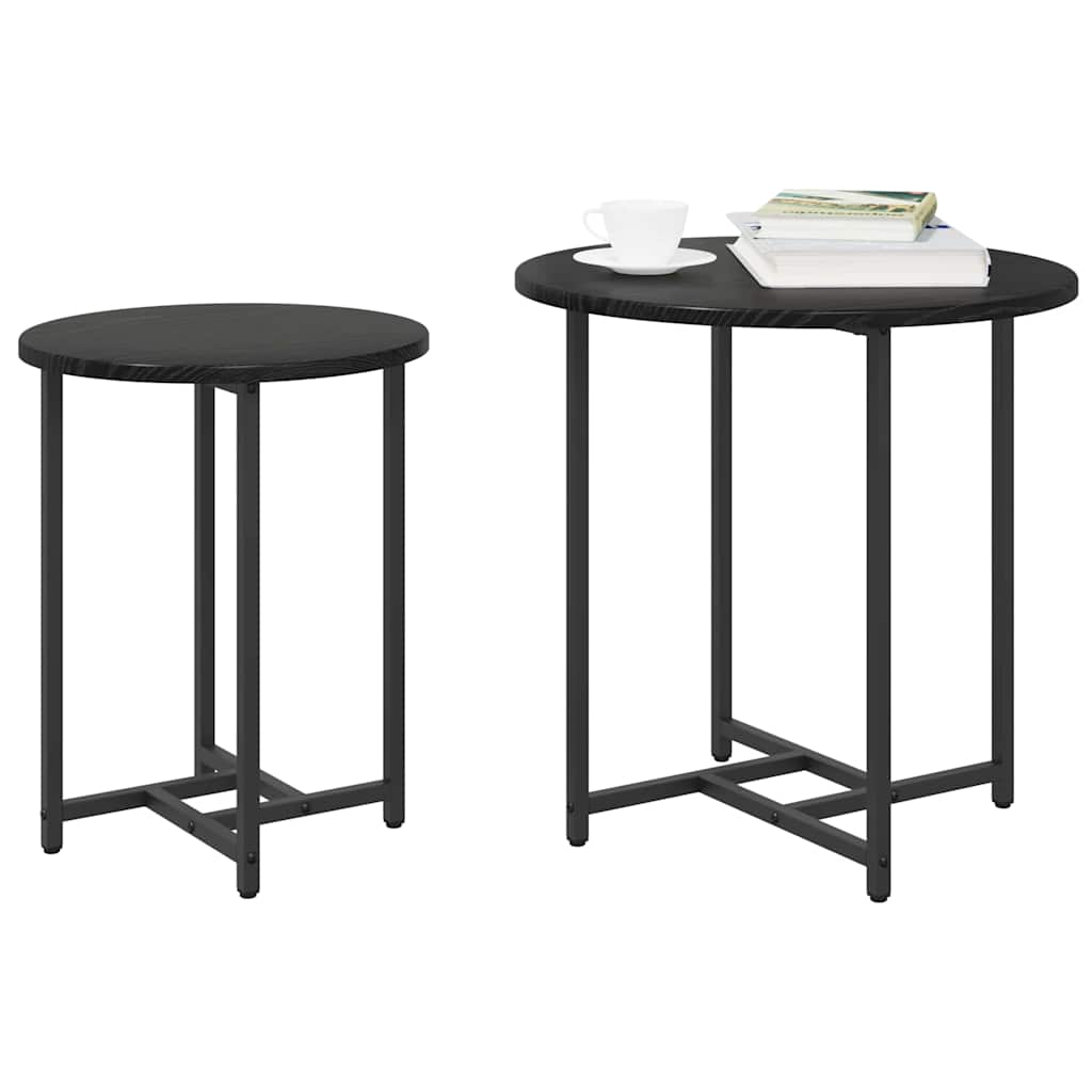 Sidebordssæt 2 pcs Sort eg