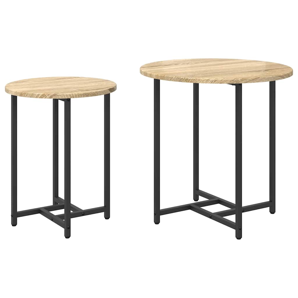 Sidebordssæt 2 pcs Sonoma Eg og Sort