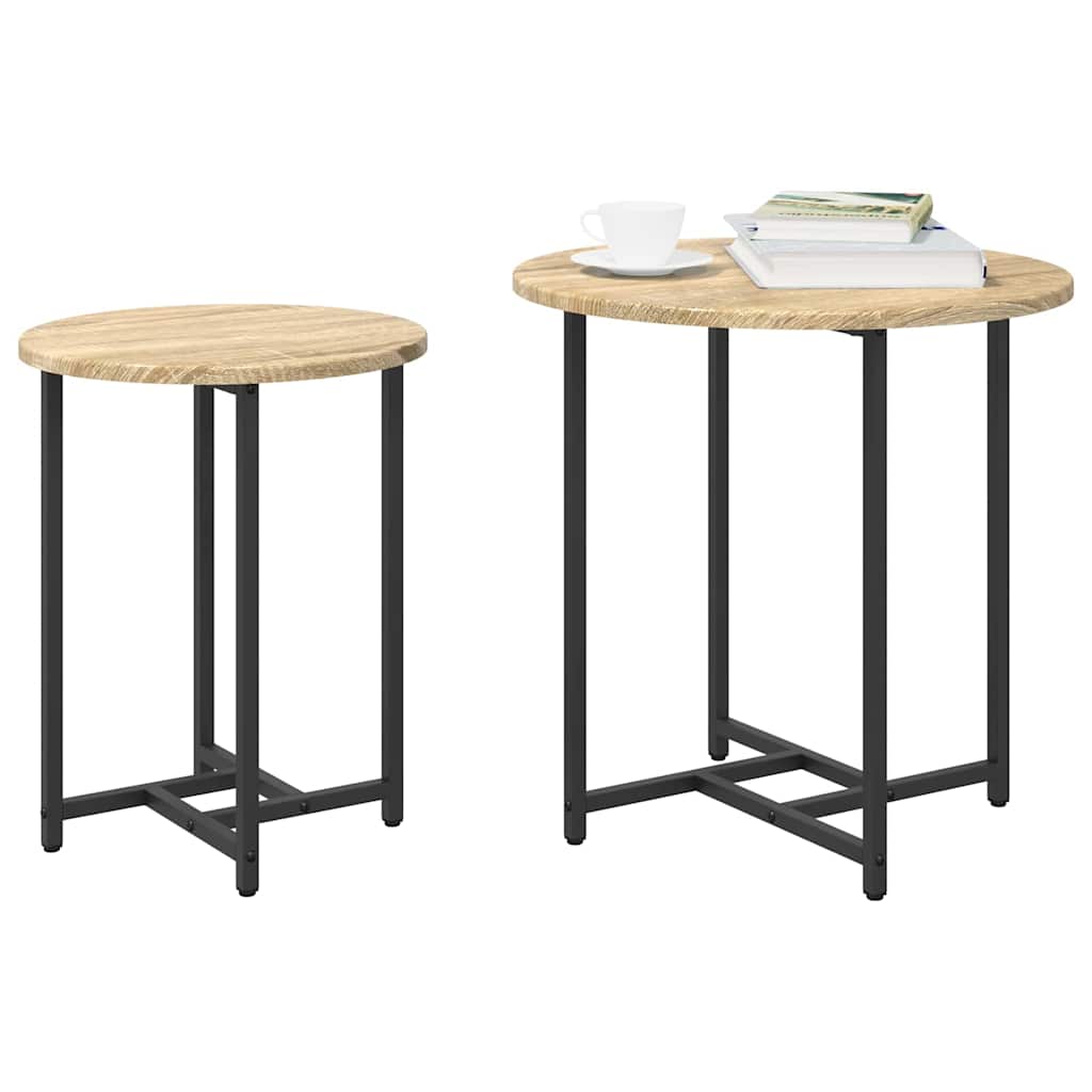 Sidebordssæt 2 pcs Sonoma Eg og Sort