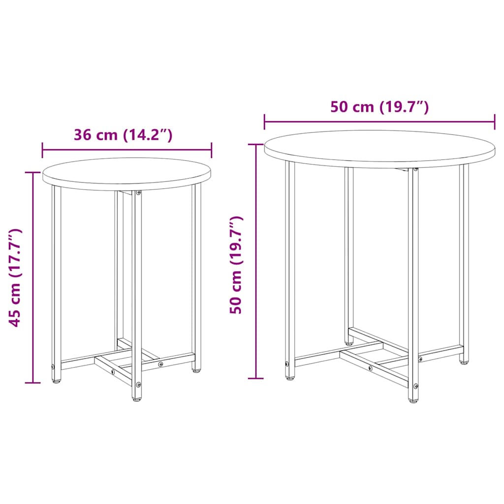 Sidebordssæt 2 pcs Grå Sonoma og Sort