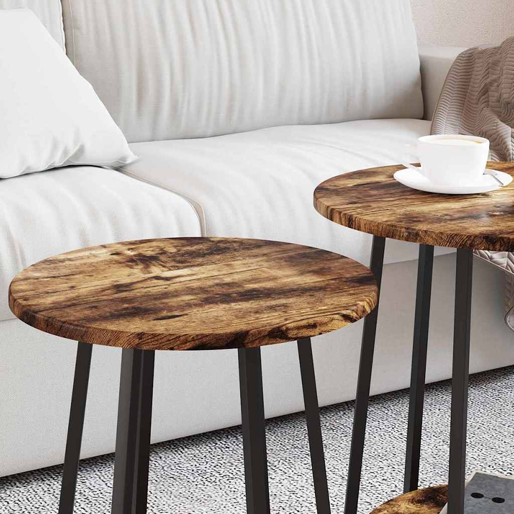 Sidebordssæt med hylde 2 pcs Røget Eg og Sort