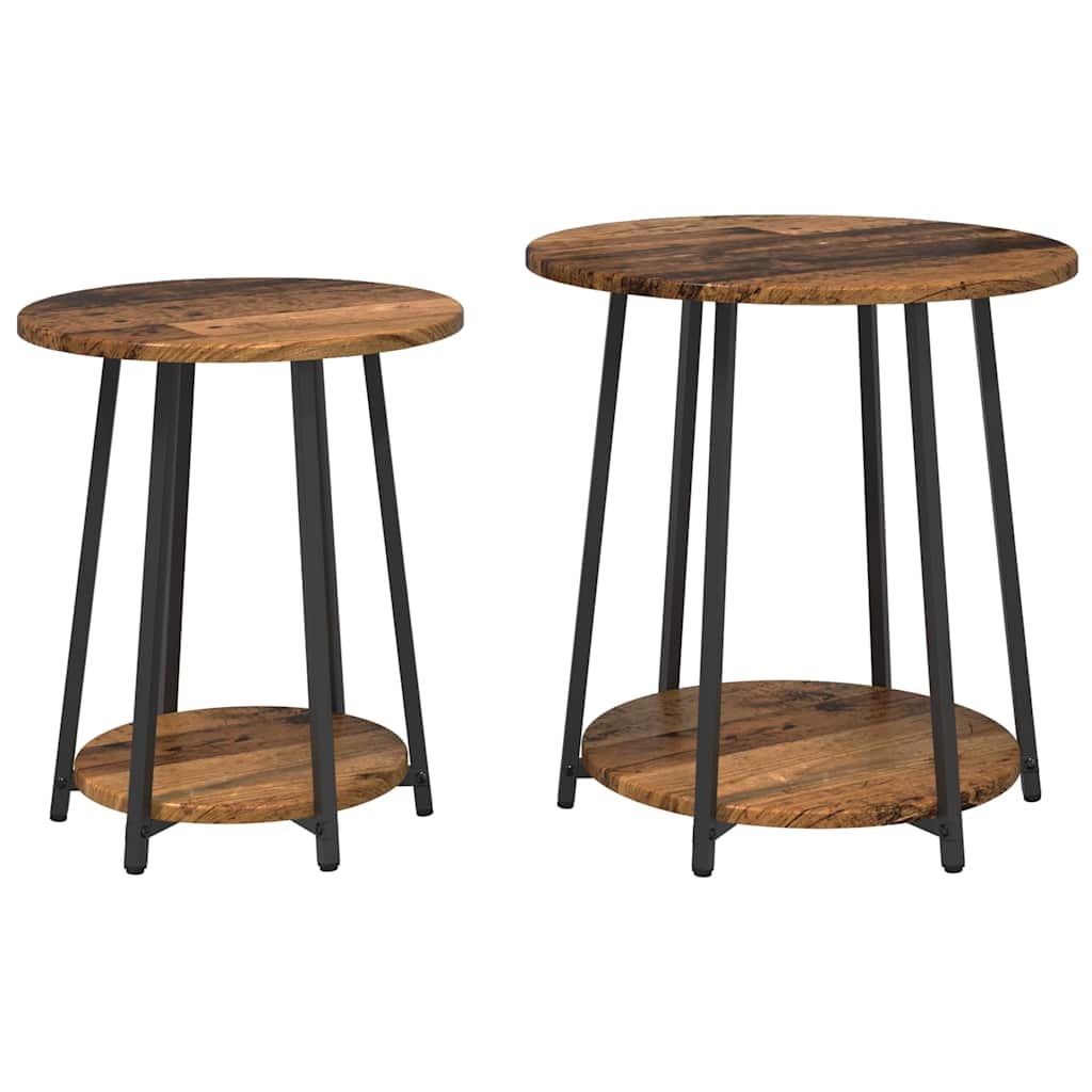 Sidebordssæt med hylde 2 pcs Gammelt træ og sort