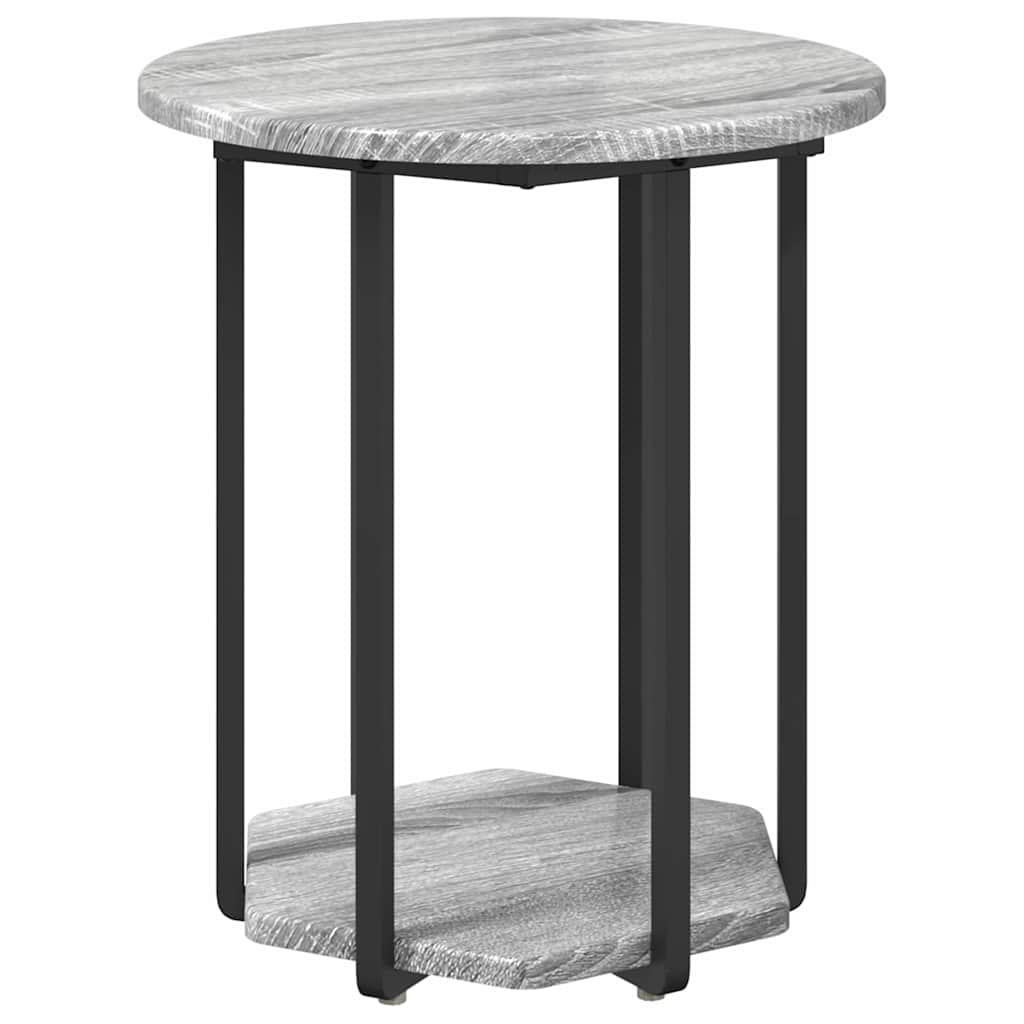 Sidebordssæt med hylde 2 pcs Grå