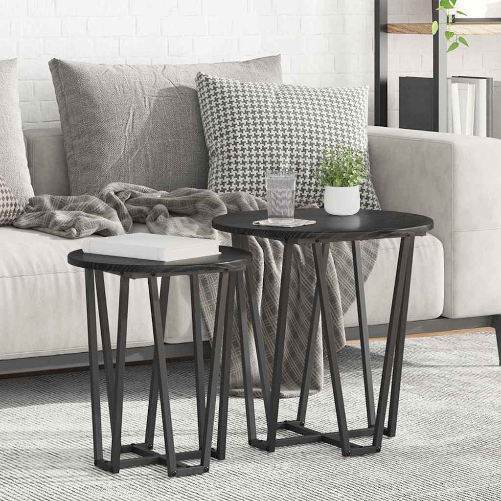Sidebordssæt 2 pcs Sort eg