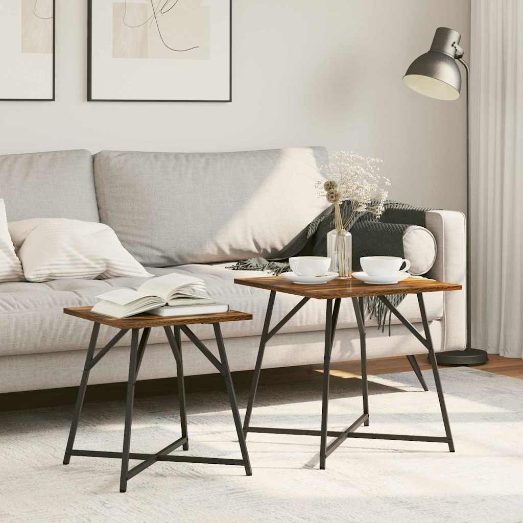 Sidebordssæt 2 pcs Røget Eg og Sort