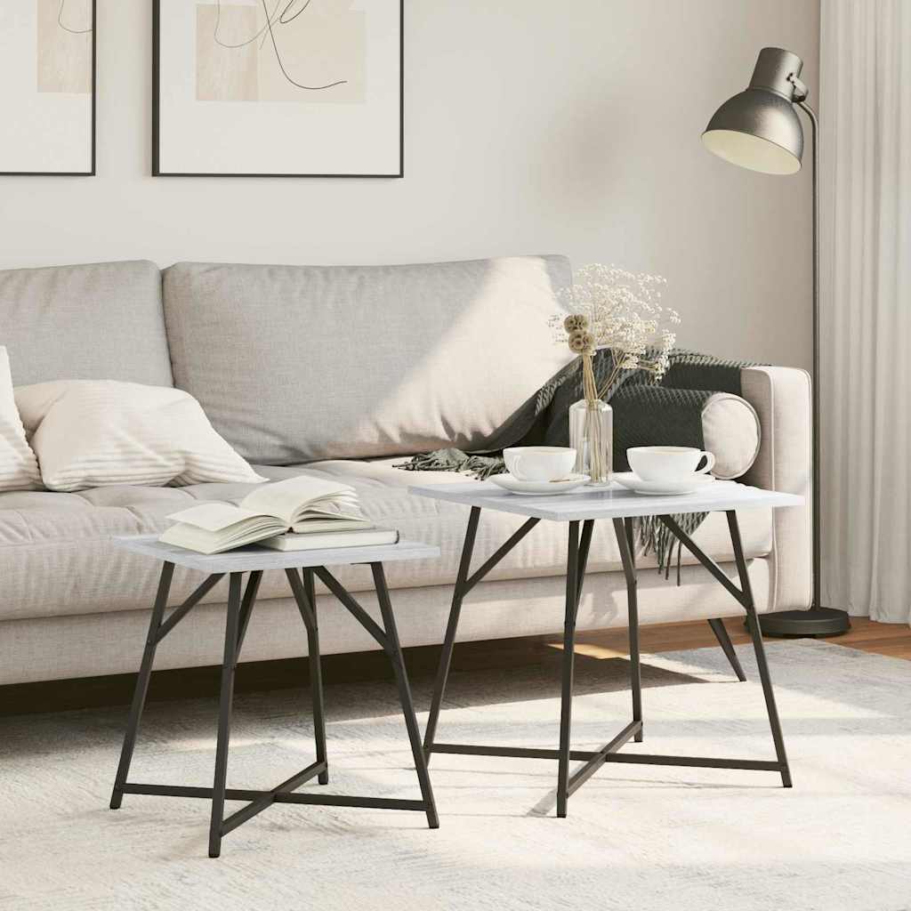 Sidebordssæt 2 pcs Grå Sonoma og Sort