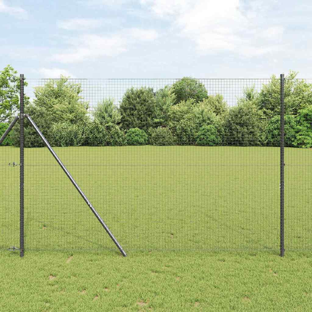 Svejset trådhegn jordfastgørelse 25 x 1,6 m PVC-belagt stål Grå