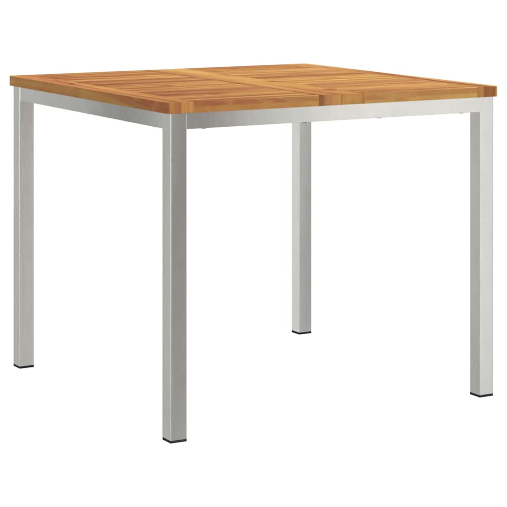 Spisebord 90x90x75 cm Massiv akacietræ og rustfrit stål