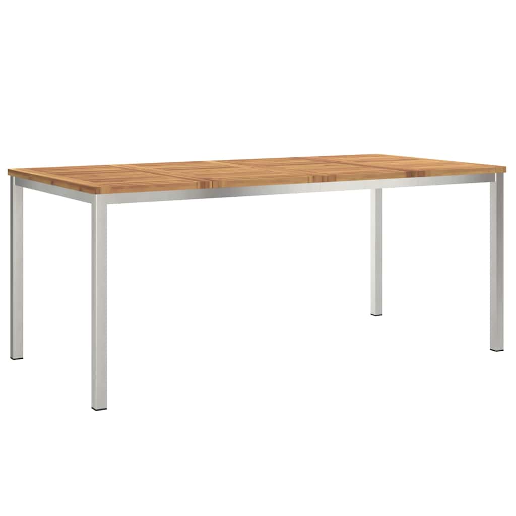 Spisebord 180x90x75 cm Massiv akacietræ og rustfrit stål