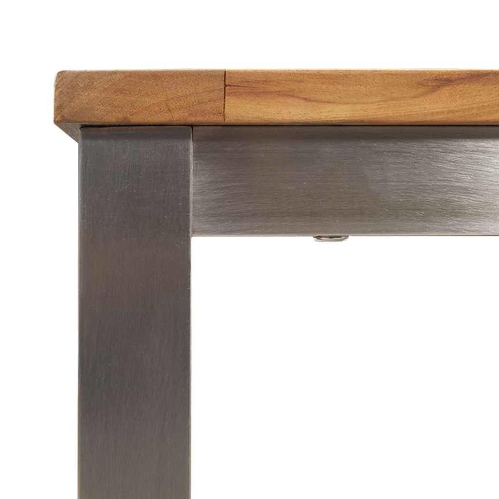 Spisebord 180x90x75 cm Massiv teaktræ og rustfrit stål