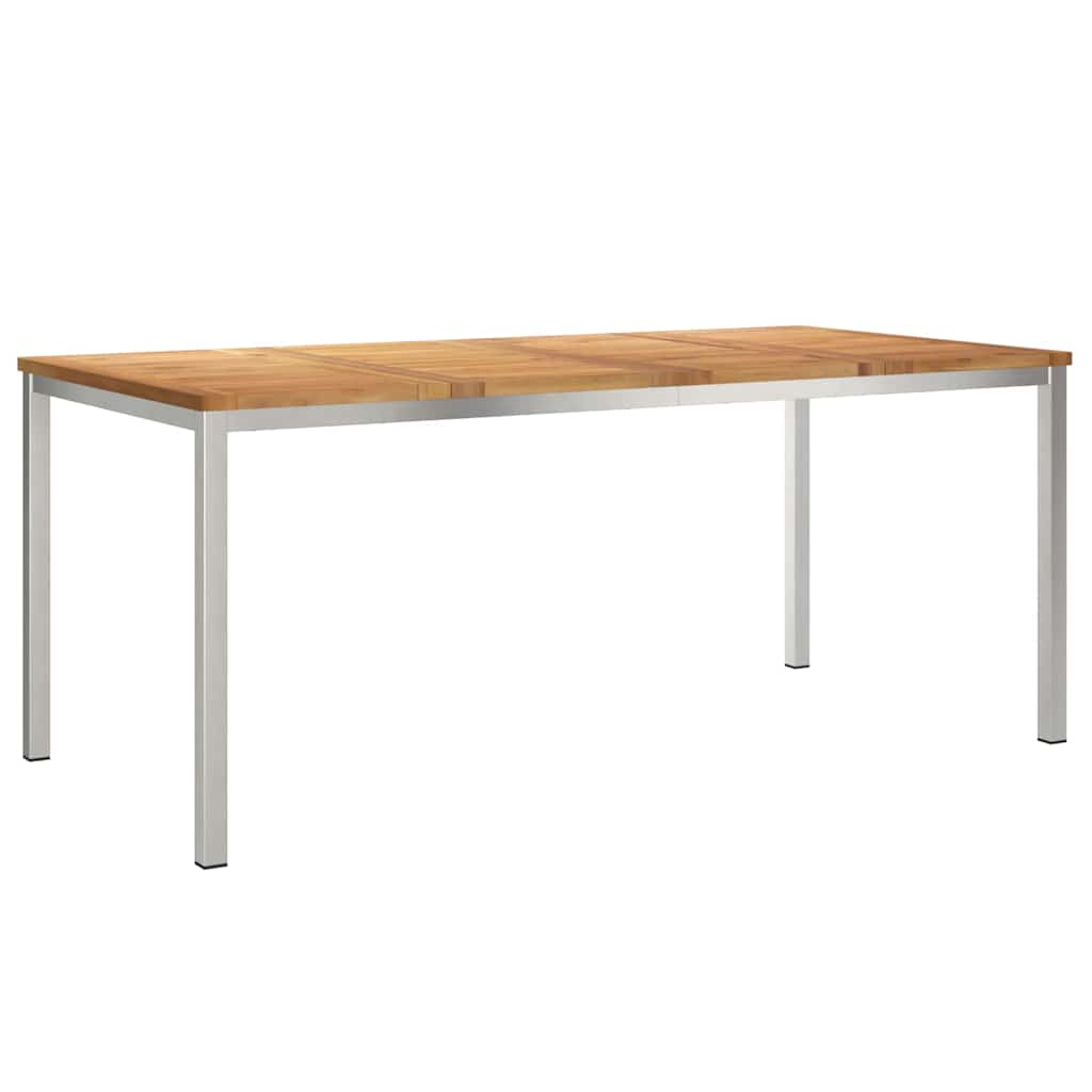 Spisebord 180x90x75 cm Massiv teaktræ og rustfrit stål