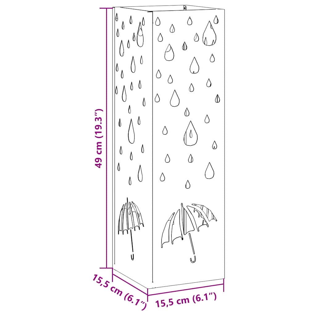Regn Paraply Stativ Sort 15,5 x 15,5 x 49 cm Stål