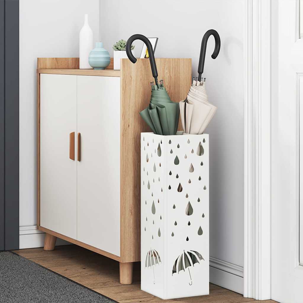Regn Paraply Stativ Hvid 15,5 x 15,5 x 49 cm Stål