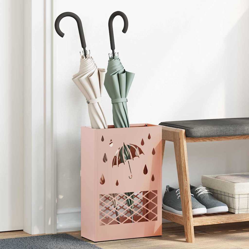 Regn Paraply Stativ Lyserød 28 x 12 x 41 cm Stål