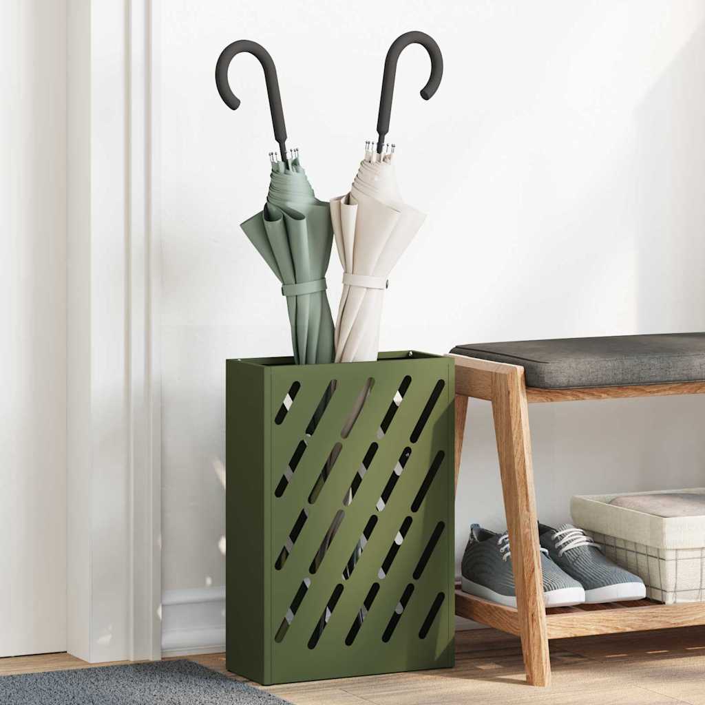 Regn Paraply Stativ Olivengrøn 28 x 12 x 41 cm Stål