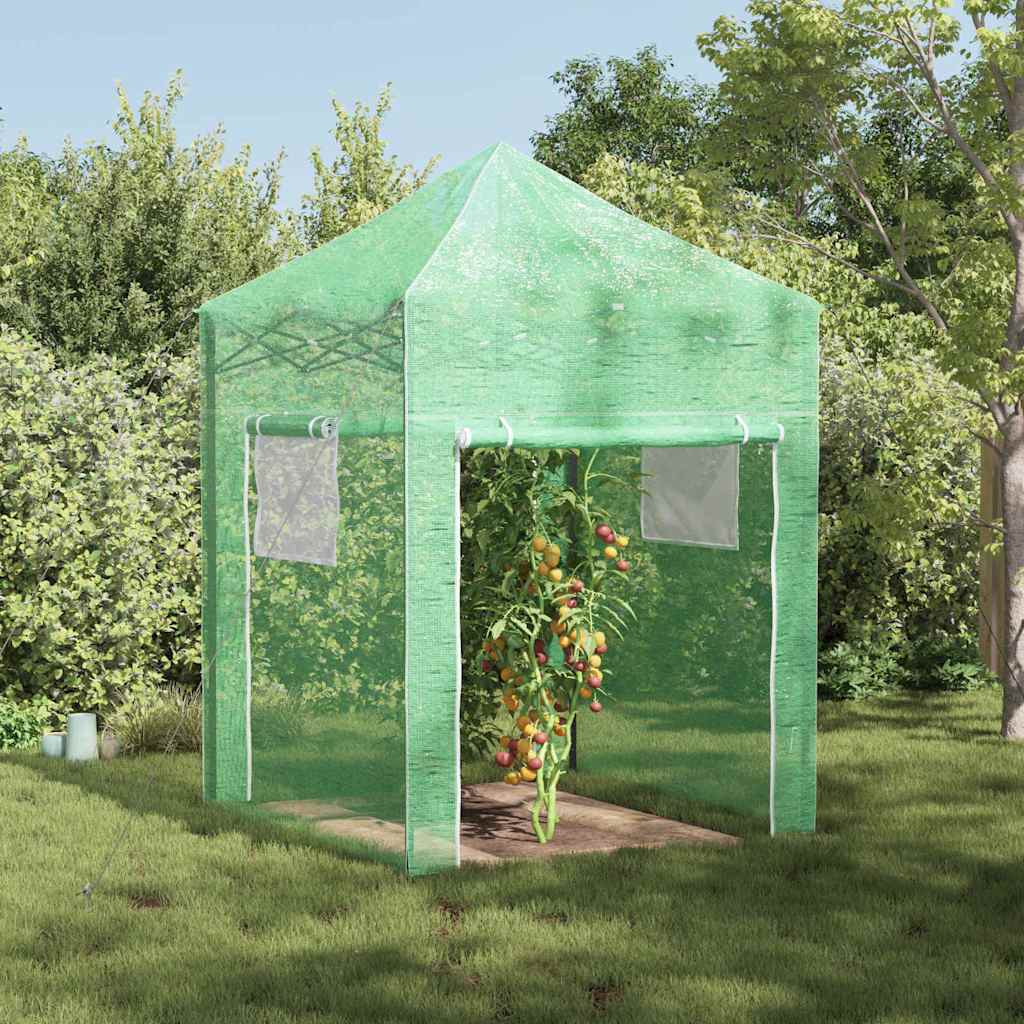 Drivhus med op-poppende ramme Grøn 200 x 200 x 300 cm Jern billede