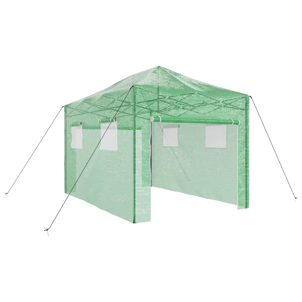 Drivhus med op-poppende ramme Grøn 280 x 410 x 315 cm Jern