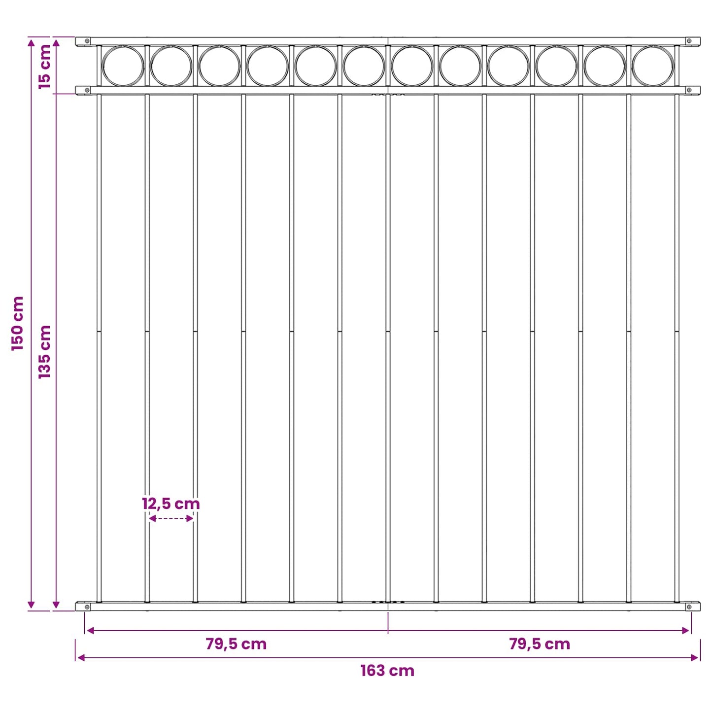 Element til hegn ASSEN 170 x 150 cm Stål Hvid